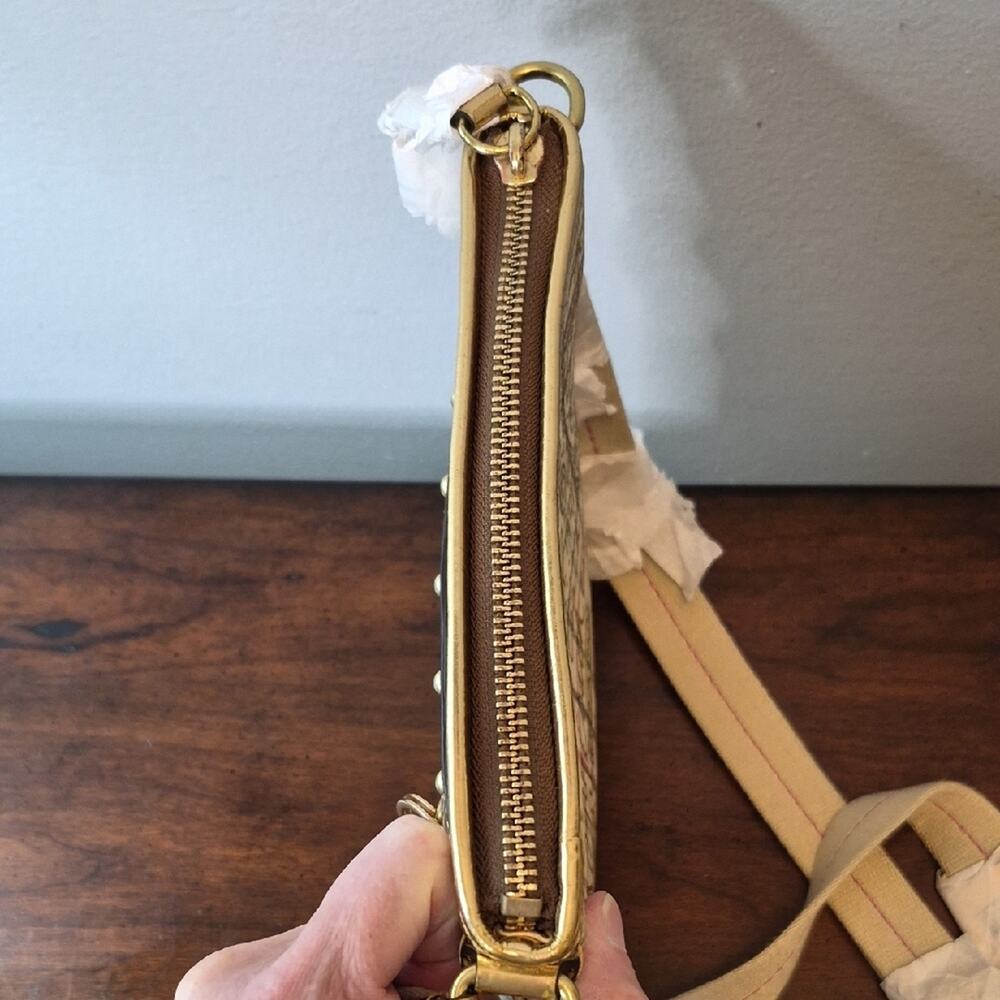 Coach Gold Tattersall With Script Logo Crossbody Bag in Cream and Gold Accents - Picture 14 of 16